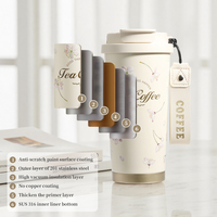 Gobelet isotherme en acier inoxydable 316 de 520 ml avec poignée et couvercle anti-fuite, tasse à café chaude/froide au design classique, bouteille d'eau