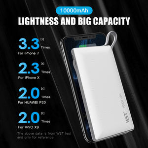 Wst Fabriek Directe Prijs 10000Mah Usb C Mobiele Telefoon Opladen Dock Station Openbare Power <span class=keywords><strong>Bank</strong></span> Met Ingebouwde Kabel - Product Image 5