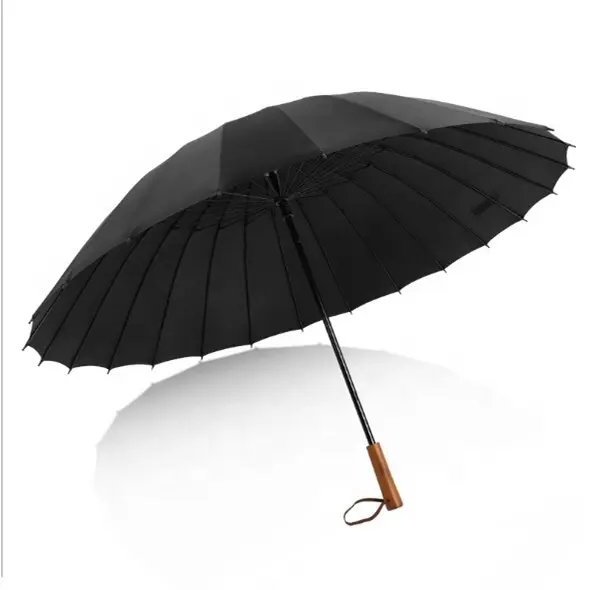 دليل فتح 24K يندبروف مظلة مستقيمة مظلة المطر مع مقبض خشب