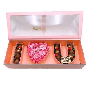 Caja de Regalo de Flores <span class=keywords><strong>con</strong></span> Frase de Te Amo al por Mayor, Embalaje de Regalo de Flores <span class=keywords><strong>y</strong></span> Chocolate para el Día de la Madre, Embalaje de Regalo Floral de Lujo - Product Image 1
