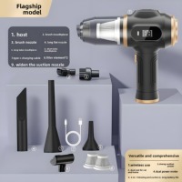 Aspirateur de voiture sans fil avec affichage du niveau de batterie, portable, haute aspiration, aspirateur à main pour la maison, noir et or, 5 embouts