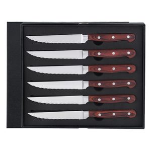 Bộ dao cắt bít tết 6 chiếc, lưỡi dao thép không gỉ siêu bén có răng cưa, tay cầm gỗ <span class=keywords><strong>Pakkawood</strong></span>, bộ dao nhà bếp cắt bít tết - Product Image 6