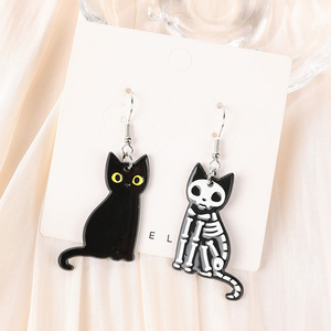 1Pair Fashion Halloween Creative Acrylic Skull <strong>Black</strong> Cat <strong>Dangle</strong> <strong>Earrings</strong> for Women Birthday Festival Gift Lovely Jewelry - Product Image 4