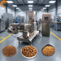 Machine de fabrication de palettes de nourriture sèche pour animaux de compagnie entièrement automatique, ligne d'extrusion de nourriture pour chiens à double vis, type humide, prix usine