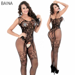 Vêtements de nuit grande taille pour femmes jarretière en résille lingerie sexy body - Product Image 1