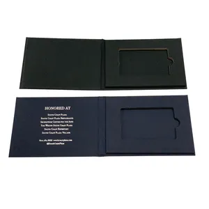 定制问候语可折叠空生态黑色带内填充纸名片VIP会员包装礼盒