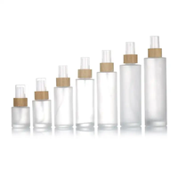 Flacon de lotion en verre dépoli avec bouchon en bambou 100ml 150ml – Emballage cosmétique rechargeable pour soins de la peau et beauté (vente en gros)