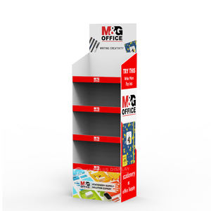 Supermarkt Promotie Op Maat Opvouwbare Uv-Gecoate Kartonnen Drijvende Plank Display Rekken Gegolfde Vloer Standaard Voor Displays - Product Image 2