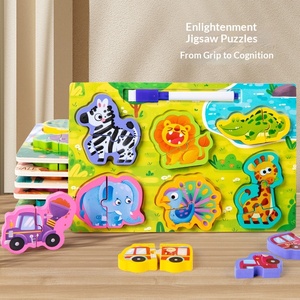 Tablero <span class=keywords><strong>de</strong></span> Dibujo <span class=keywords><strong>de</strong></span> Madera Ensamblable, Rompecabezas 3D Dos en Uno, Tablero <span class=keywords><strong>de</strong></span> Agarre, Juguete Educativo para la Primera Infancia, Reconocimiento <span class=keywords><strong>de</strong></span> <span class=keywords><strong>Animales</strong></span>, para Niños Pequeños 50 - Product Image 2