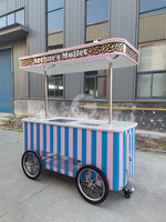 Chariot à main mobile pour glaces italiennes avec congélateur à affichage Chariot sur pied pour glaces