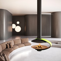 Cheminée suspendue à flamme réelle personnalisée : au bois/au bioéthanol, atomisante, chauffage décoratif pour villas de luxe, type suspendu