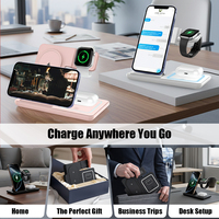 Station de charge sans fil magnétique 5-en-1 pliable 15W certifiée CE RoHS, populaire et économique, avec support USB-C – Idéal comme cadeau