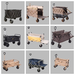 Chariot commercial pliable en acier au carbone avec pare-soleil, imperméable, à quatre roues, noir, grande capacité, portable pour les marchés et les stands de vente ambulante - Product Image 5
