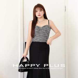 Camisole noire en tweed pour femme, avec bretelles nouées, en fibre de viscose micro-élastique, grande taille N9001, style français, sous-vêtement - Product Image 3