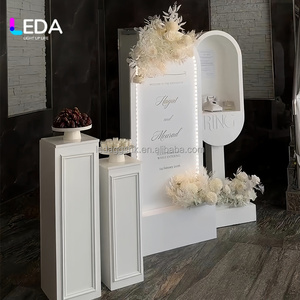 LEDA Elegant White Acrylic <b>Backdrop</b> with Light Led Welcome Sign <b>Stand</b> Hall Decoration Wedding <b>Backdrop</b> <b>Stand</b> for Events Decor - Product Image 3