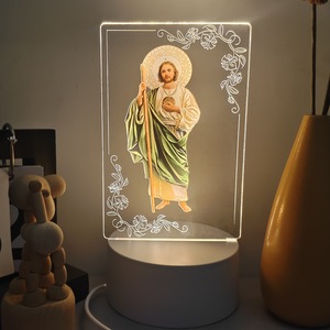 Jesús Virgen María 3D Night Lights Nueva <span class=keywords><strong>luz</strong></span> acrílica 3D Personalizable Home Dormitorio Lámpara decorativa - Product Image 3