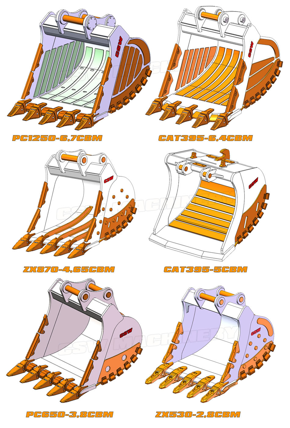 CSW HDR Bucket - Extreme Duty Rock Bucket for ZX870 Excavator