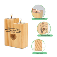 Porte-bougie en bois pour la fête des mères - Porte-bougie en bois de forme carrée avec logo personnalisé - Cadeau pour la décoration