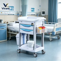 Chariot de traitement hospitalier multifonctionnel en ABS avec tiroirs, poubelle et panier à accessoires pour usage clinique