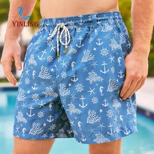 Fábrica de alta qualidade nadar tronco dos homens 4-way boardshorts estiramento praia shorts