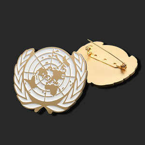 Épinglette personnalisée DFB102 avec logo des Nations Unies en émail dur, épinglette dorée en forme de couronne, épinglette du monde - Product Image 6