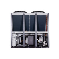 Unité de refroidissement compacte 80 kW 30 CV refroidie par air avec trois compresseurs scroll, composants principaux incluant pompe, moteur et unité de chauffage.
