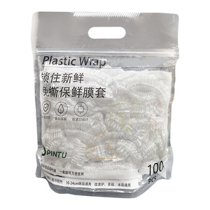 PINTU <b>Plastic</b> <b>Wrap</b> Sleeve 100 Pcs <b>Transparent</b> Round Food Grade For Refrigerator Bowl Cover Home Use - Product Image 5