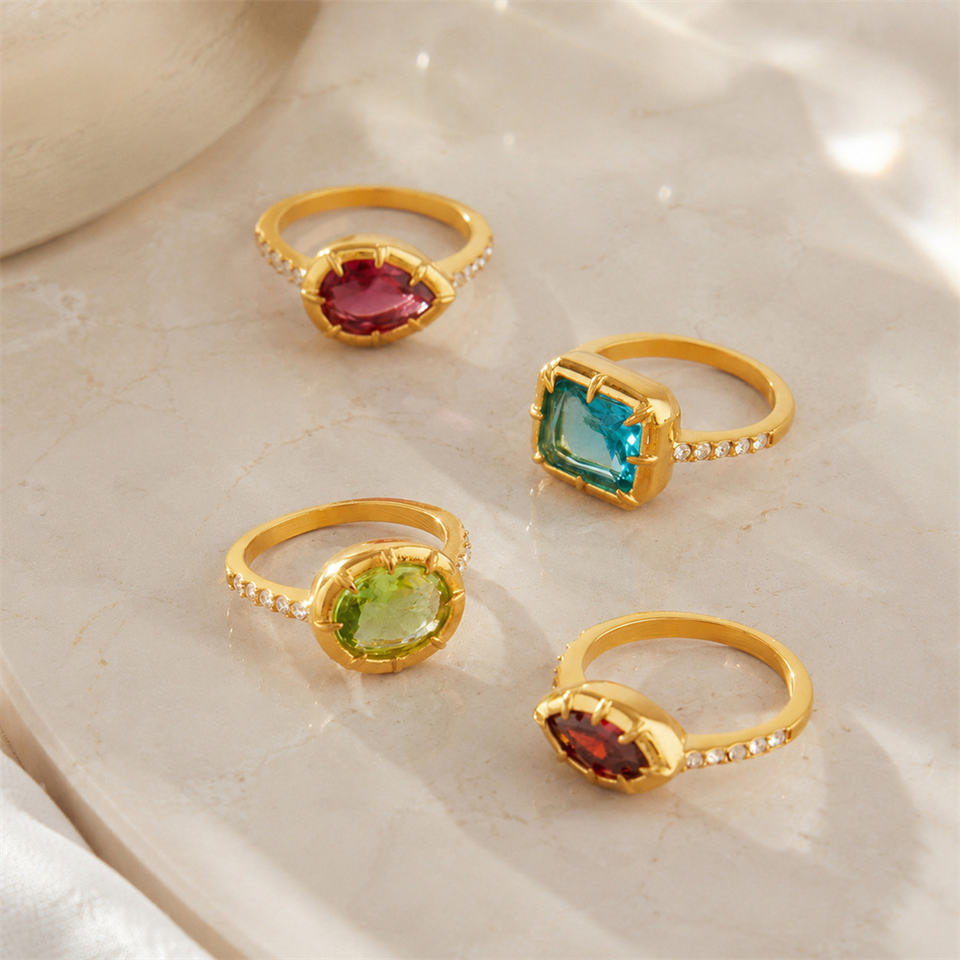 Wholesale Stainless Steel with Multi Color Crystal Finger Rings for ...