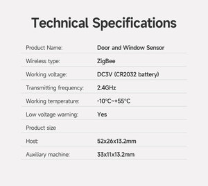 Sensor Inteligente ZigBee para Ventanas/Puertas, ABS, Bajo Consumo, Alarma Inalámbrica, Fácil Instalación, Compatible con Android, Funciona con Tuya Smart Life Home - Product Image 6