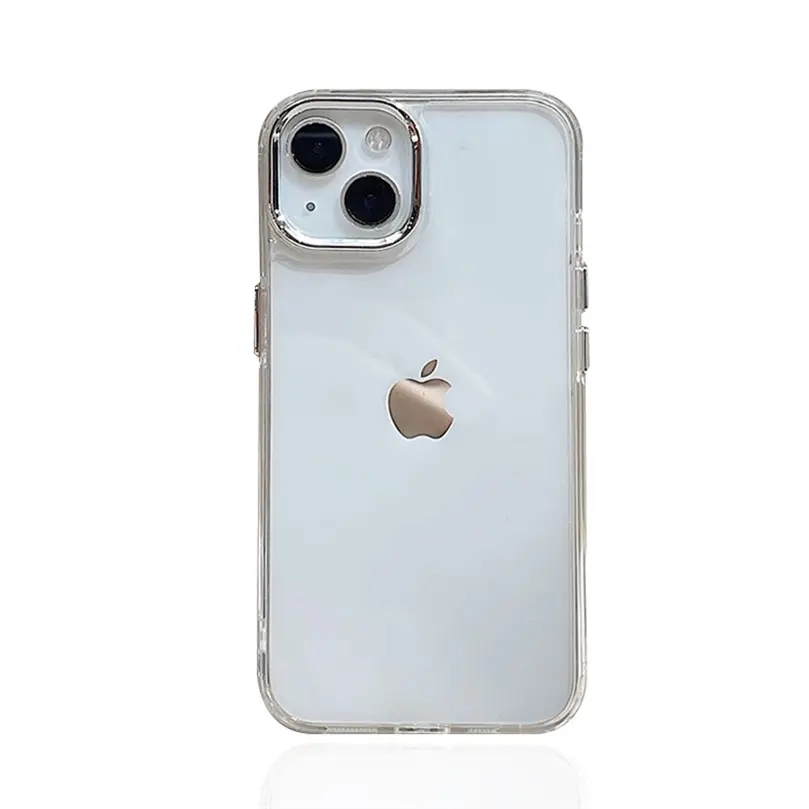 Transparent internal anti drop minimalist TPU metal frame case for Apple 14Pro 15 pro max phone case
