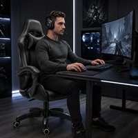 Chaise de gaming AOR Racing ergonomique en cuir PU, dossier haut inclinable, réglable, avec massage rafraîchissant, vérin à gaz 4 positions, extensible