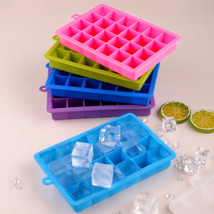 24 Cavities Custom Logo Private Label Ice Cube Tray Silicone Square Ice Cube Mold,Ice Cube Tray Pack