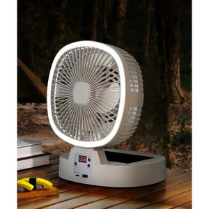 Ventilador Solar Portátil Recargable Plegable con Carga Solar e Iluminación para Uso en Campamentos al Aire Libre - Product Image 4