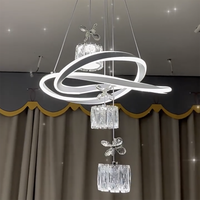 Cuisine îlot linéaire LED suspension cristal fleurs ombre restaurant suspension barres de lampe décor à la maison moderne lustre acrylique