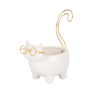 Vassoio Portagioie in Ceramica a Forma di Gattino per Arredamento Casa, Tavolino da Caffè, Comodino, Bagno, Vanità Decorativa - Product Image 1