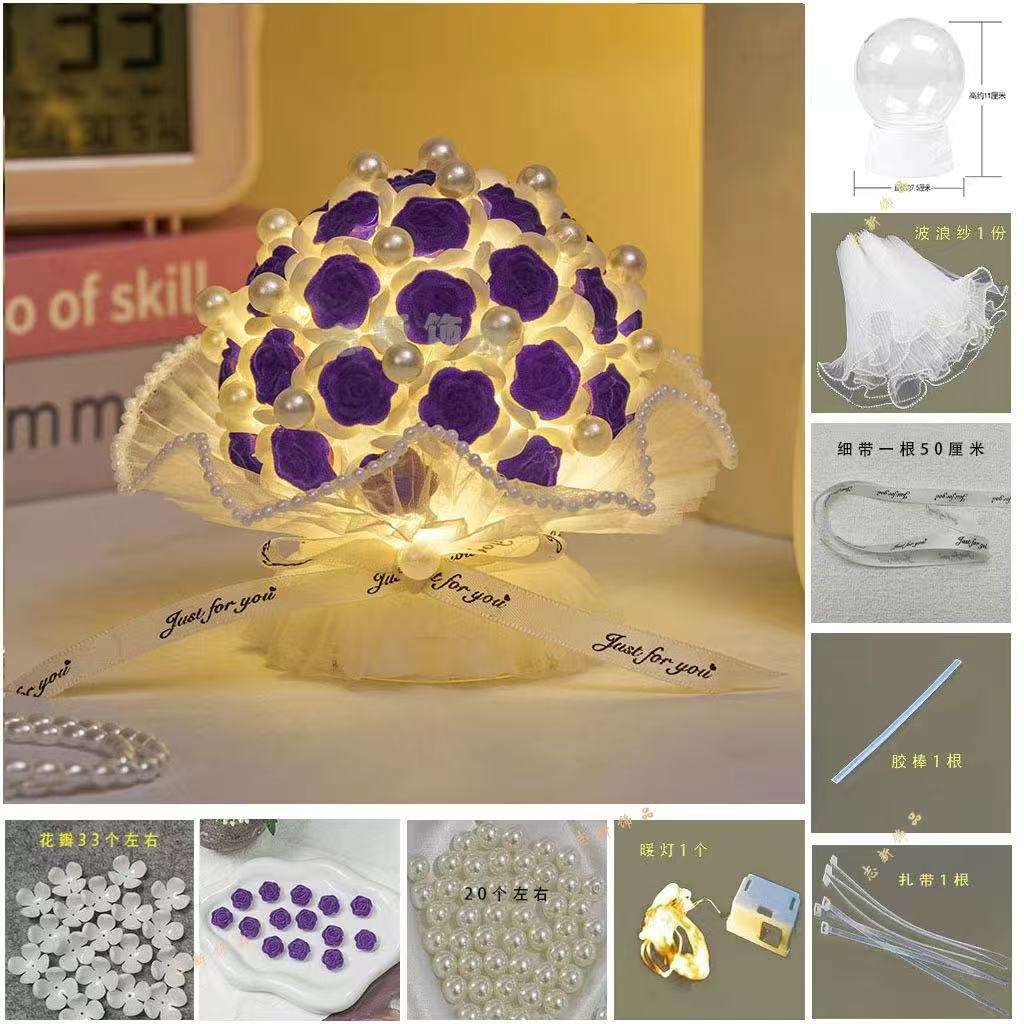 Purple flocking rose night light