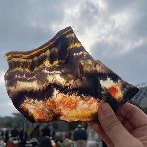 Venta al por mayor de losa de fluorita natural de Kazajstán, símbiosis Super Siete, cuarzo rutilado de jardín, cristal en rodajas para decoración. - Product Image 3