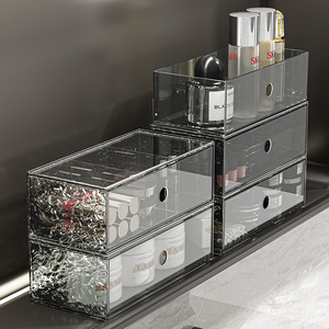 Acrylic Cosmetic <b>Storage</b> Box With <b>Drawers</b> For Bathroom Desktop Makeup Organizer Mirror Cabinet Shelf - Product Image 4