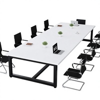 Table de conférence moderne et simple pour salle de réunion, studio de podcast et salle de formation, table de travail en bois pour bureau