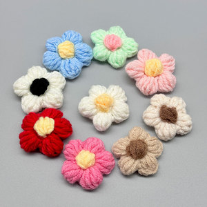Hand Knitted Yarn Flowers 4cm <b>Puff</b> Flower Clothing Accessories Hair Shoes <b>Bag</b> Decorations - Product Image 1