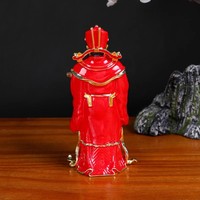 SHINNYGIFTS Artisanat Métallique Décoration Maison Bouddhisme Bouddhistes Émail Étain Plaqué Or Peinture 3D à la Main Figurine du Dieu de la Richesse