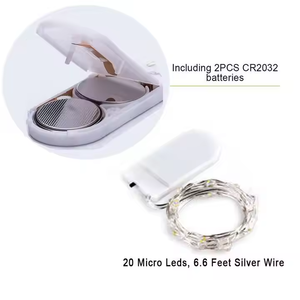 Luces de hadas de alambre de cobre con pilas de 1m y 10 <span class=keywords><strong>LED</strong></span> Luces de cadena estrelladas de Navidad con CR2032 para decoraciones festivas - Product Image 6