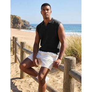Camiseta sin Mangas de Lana Tejida para Hombre FOXA, Cuello Johnny, Camiseta de Playa de Verano, Transpirable, Ropa Casual para Hombre - Product Image 6