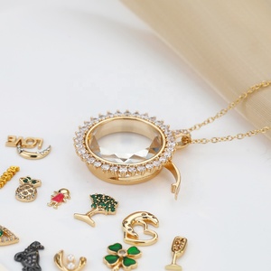 Collares con medallones abribles FY para guardar flores flotantes, pájaros, mariposas, piedras de nacimiento, ojos, dijes DIY y medallones de corazón - Product Image 6
