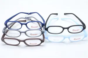 Drop ship ambientale TR90 occhiali da vista rettangolo montatura flessibile senza cerniera tempio occhiali da vista sottili con cinturino elastico per bambini