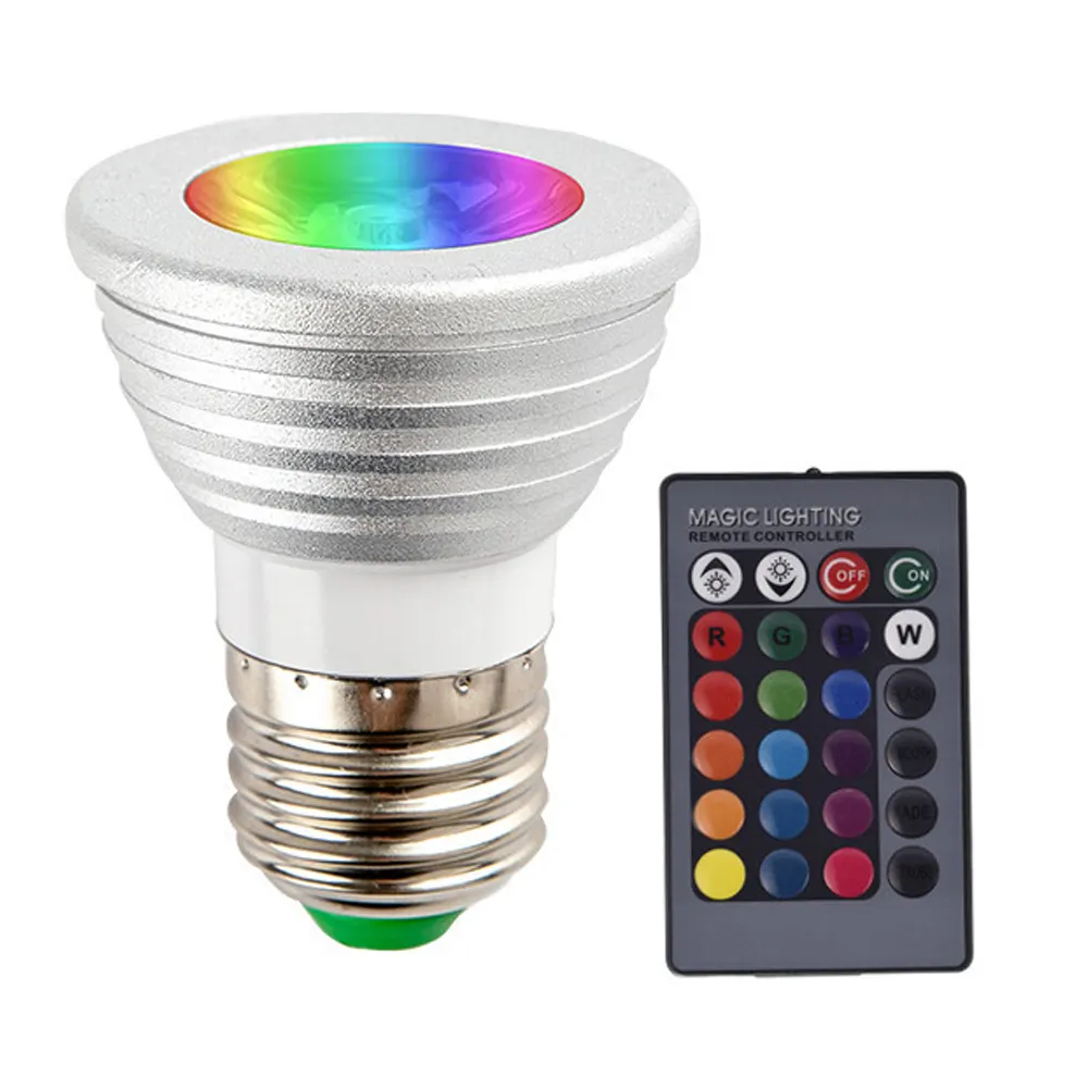 Bombilla LED RGB de 5W con Control remoto, 16 colores, E27 GU10