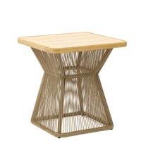 Fauteuil de style scandinave en corde tressée avec structure en aluminium, accoudoirs incurvés et coussin, chaise de salle à manger d'extérieur