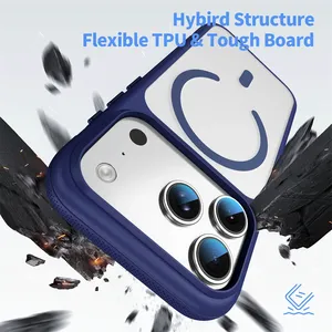 Funda Transparente con Sensación de Piel para <span class=keywords><strong>iPhone</strong></span> 17 16E 16 15 14 13 12 <span class=keywords><strong>11</strong></span> Pro Max, Nuevos Botones Metálicos, Cubierta Trasera Protectora - Product Image 4