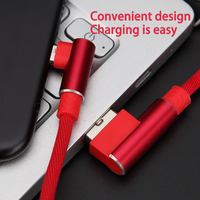 Kabel Data USB A ke Tipe C dengan Bahan Nilon dan Desain Sudut Kanan, Cocok untuk Ponsel Android dan iPhone.