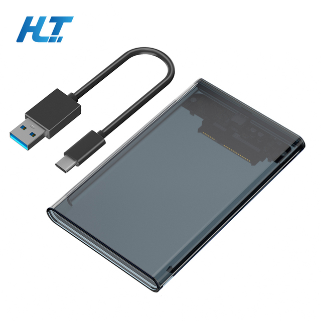 Transparent Plastic HDD Case Caddy Box with Type-C Interface 2.5 SATA to USB 3.1 Adapter External Hard Drive Enclosure